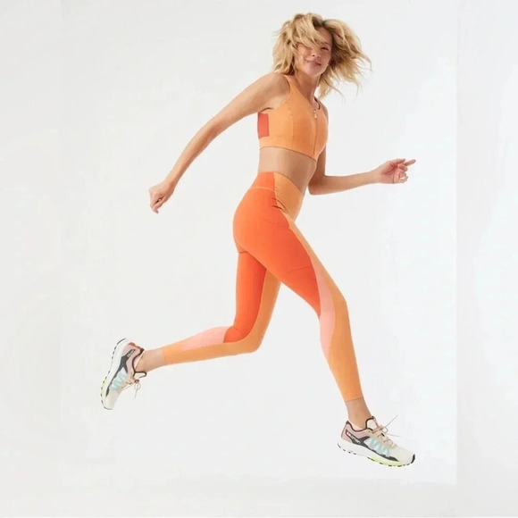 Outdoor Voices SuperForm 7/8 Leggings Orange Color Block Womens Size XS - Picture 1 of 12